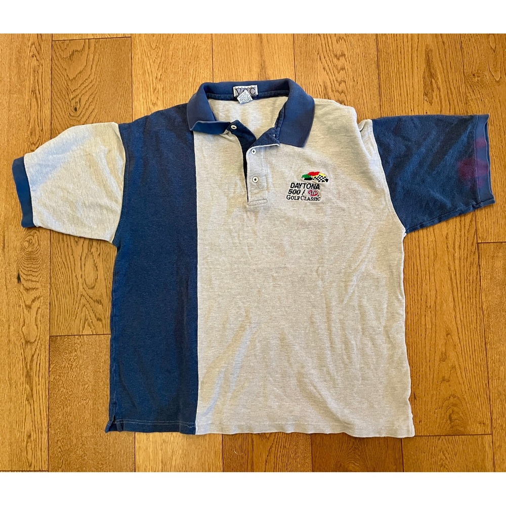Vintage Vantage Daytona 500 STP Golf Classic Polo Shirt Mens L Colorblock USA